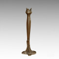 Candlestick Bronze Sculpture Tulip Carving Deco Brass Statue Tpch-069